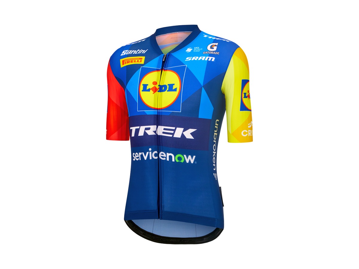 Santini Trek Team Rennrad Fahrradtrikot kurz blau/gelb 2027