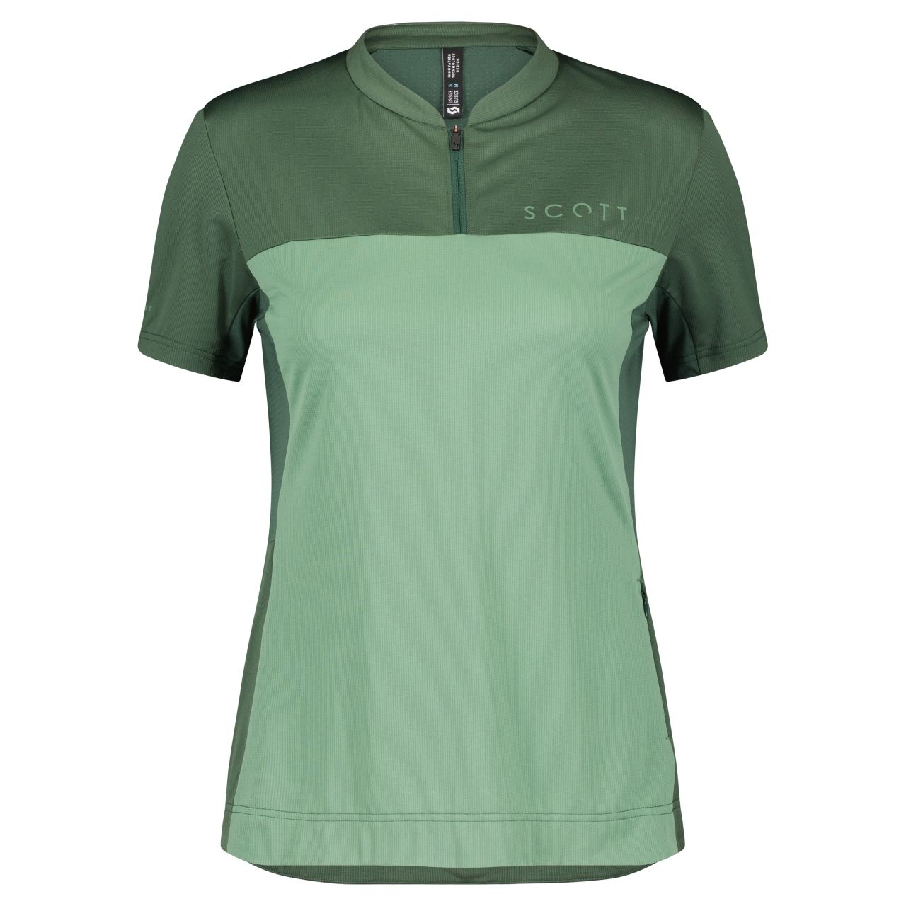 Scott Trail Flow Zip Damen Fahrrad Trikot kurz smoked grün 2022