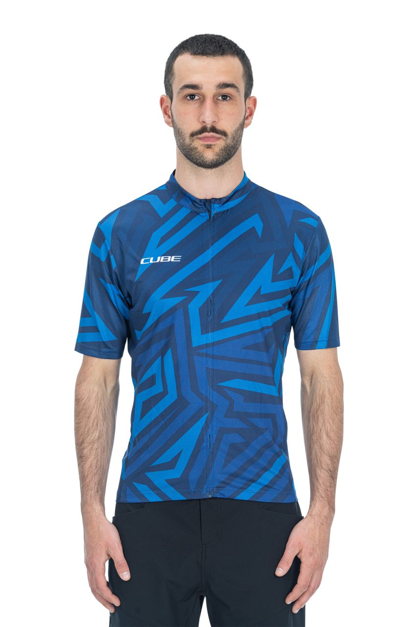 Cube ATX Cmpt Full Zip Fahrrad Trikot kurz blau 2027