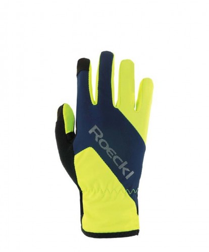 Roeckl Zarasai Kinder Winter Fahrrad Handschuhe lang fluo gelb/blau 2023 