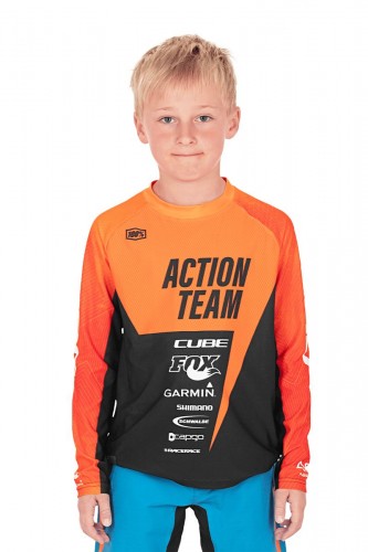 Cube X Action Team Kinder Fahrrad Trikot lang orange/schwarz 2020 