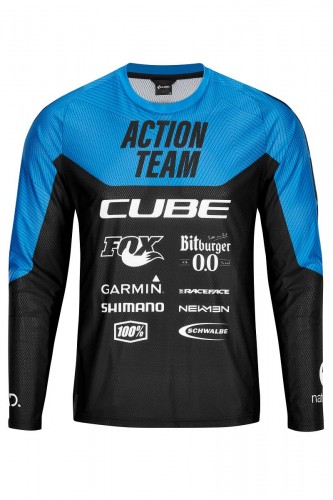 Cube Edge X Actionteam Fahrrad Trikot lang schwarz/blau 2022 