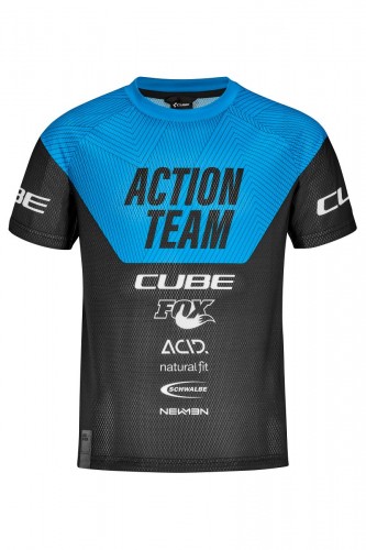 Cube Junior X Actionteam Kinder Fahrrad Trikot kurz schwarz/blau 2022 