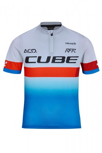 Cube Junior Teamline Kinder Fahrrad Trikot kurz blau/weiß/rot 2022 