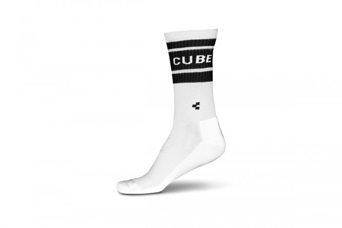Cube After Race High Cut Fahrrad Socken weiß/schwarz 2026 40-43