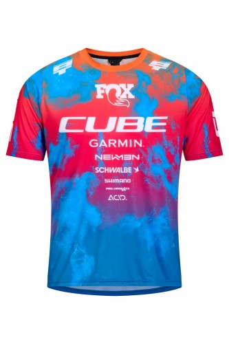 Cube X Actionteam Fahrrad Trikot kurz blau/pink 2026 
