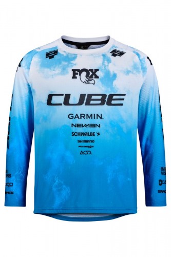 Cube Rookie X Actionteam Kinder Fahrrad Trikot lang topas blau/weiß 2026 