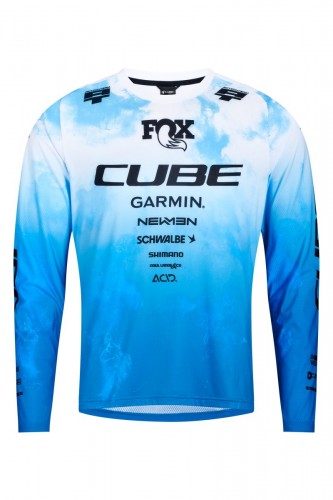 Cube X Actionteam Fahrrad Trikot lang blau/weiß 2026 