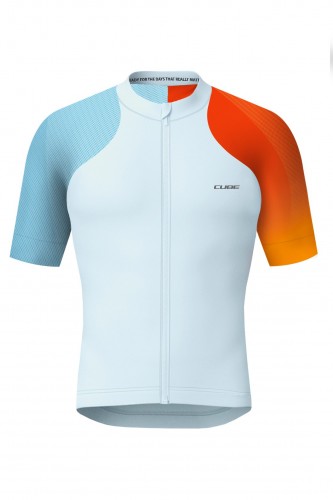 Cube Road / XC Teamline Fahrrad Trikot kurz weiß/orange 2026 