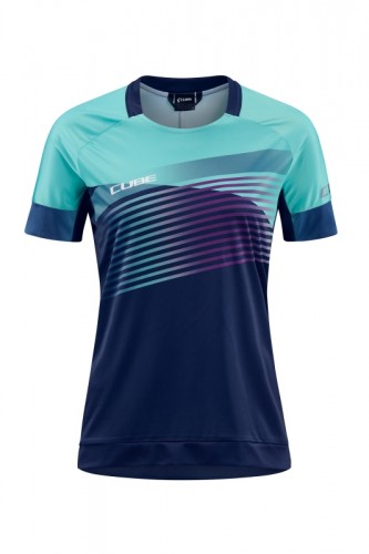 Cube Teamline Rundhals Damen Fahrrad Trikot kurz blau 2027 