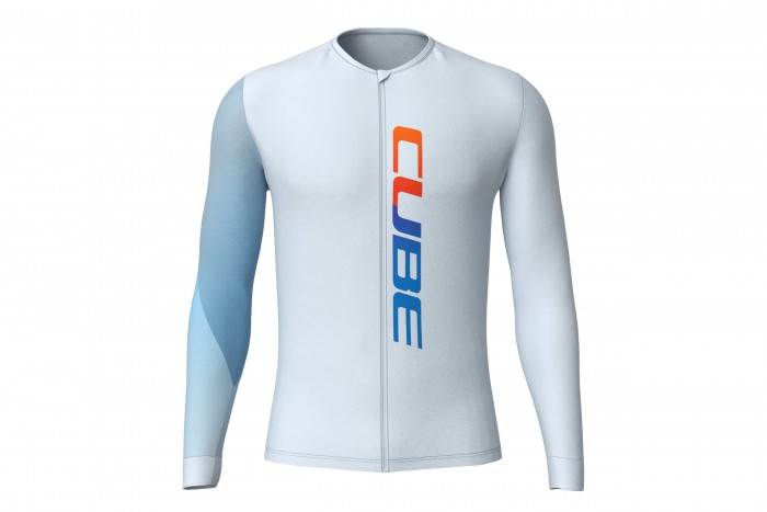 Cube Road/XC UV-Schutz Teamline Fahrrad Trikot lang blau 2026 