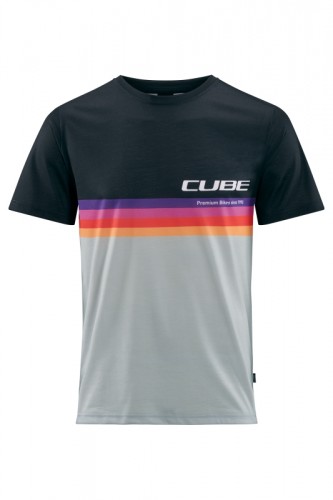 Cube Organic Logo Stripes Freizeit T-Shirt schwarz/grau 2022 
