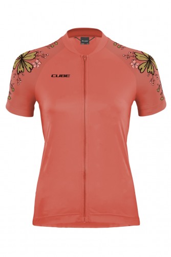 Cube ATX Cmpt Full Zip Damen Fahrrad Trikot kurz coral rot 2026 