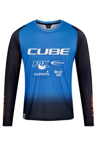 Cube Vertex X Actionteam Fahrrad Trikot lang schwarz/blau 2026 