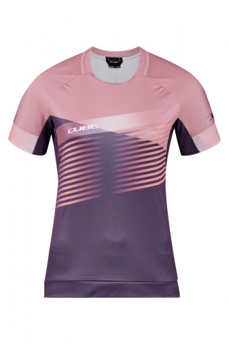 Cube Teamline Rundhals Damen Fahrrad Trikot kurz lila/rosa 2026 XL (42)