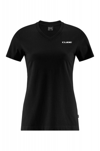 Cube Organic V-Neck Damen Freizeit T-Shirt schwarz 2024 