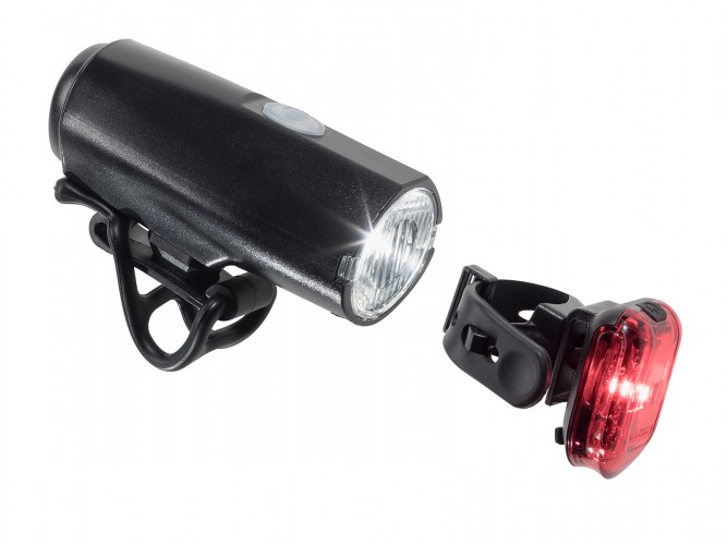 RFR Tour 15 USB Fahrrad Beleuchtungsset schwarz 