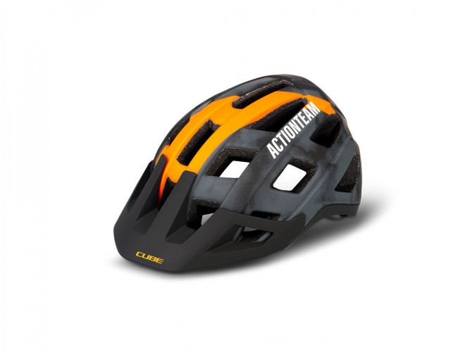 Cube Badger X Action Team MTB Fahrrad Helm grau/orange 2023 