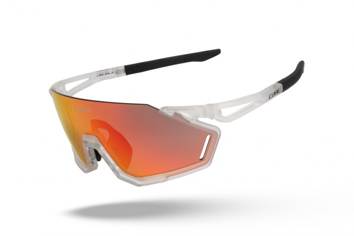 Cube Litening pale vapor Wechselscheiben Fahrradbrille translucent weiß/orange mirror 