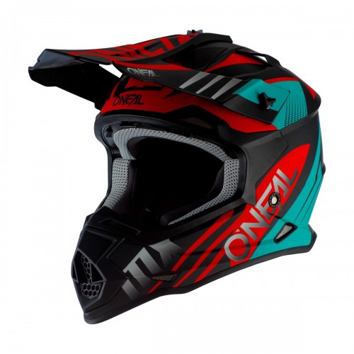 O'neal 2 Series Spyde 2.0 Motocross Enduro MTB Helm schwarz/rot/türkis 2021 Oneal 