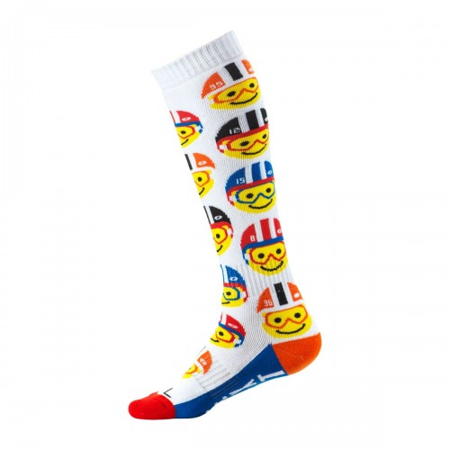 O'neal Pro MX Emoji Racer Youth Kinder Socken weiß/rot/blau Einheitsgröße 2023 Oneal 