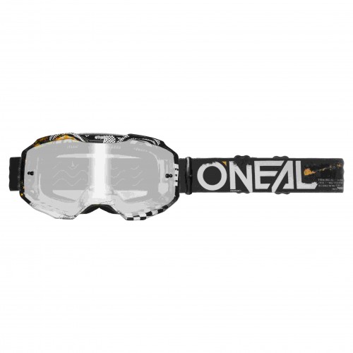 O'Neal B10 Attack Goggle MX DH Brille schwarz/weiß/mirror silberfarben Oneal 