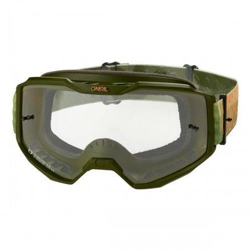 O'Neal B10 Striped Goggle MX DH Brille grün/orange/klar Oneal 