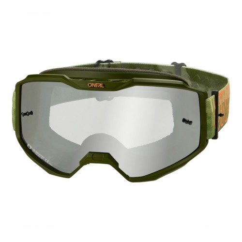 O'Neal B10 Striped Goggle MX DH Brille grün/orange/silberfarben mirror Oneal 