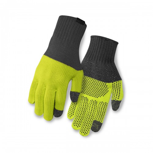 Giro Merino Knit Winter Fahrrad Handschuhe lang grau/grün 2021 