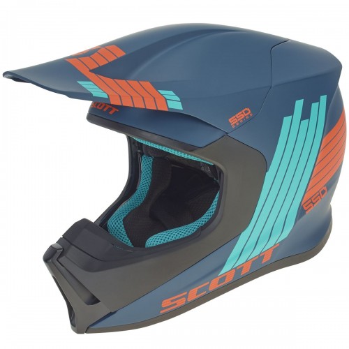 Scott 550 Stripes MX Enduro Motorrad Helm blau/türkis 2022 