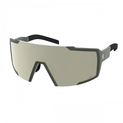 Scott Shield AMP Wechselscheiben Fahrradbrille kaki grün/weiß chrome 