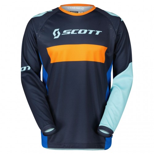 Scott 350 Race Evo MX Motocross Jersey / DH Fahrrad Trikot lang blau/orange 2023 