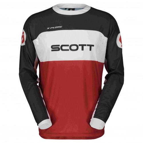 Scott X-Plore Swap MX Motocross Jersey / DH Fahrrad Trikot lang rot/schwarz 2024 