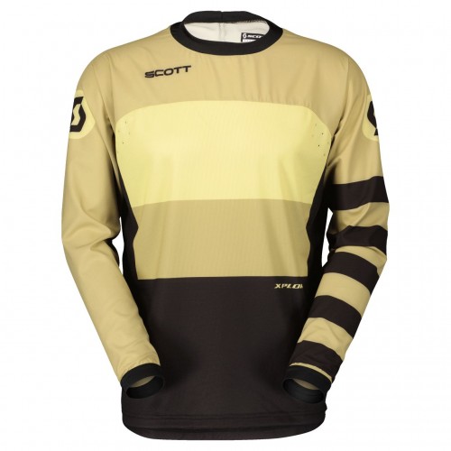 Scott X-Plore Swap MX Motocross Jersey / DH Fahrrad Trikot lang beige/schwarz 2023 