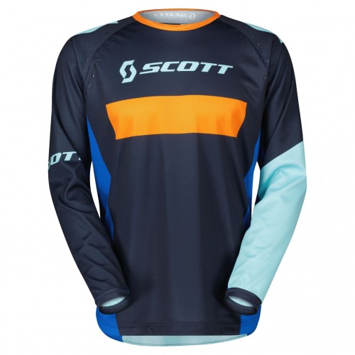 Scott 350 Dirt Kinder MX Motocross Jersey / DH Fahrrad Trikot blau/orange 2023 