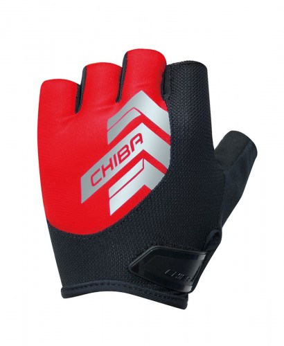 Chiba Reflex Fahrrad Handschuhe kurz rot/schwarz 2021 