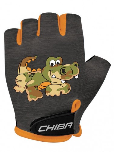 Chiba Cool Kids Crocodile Kinder Fahrrad Handschuhe kurz schwarz/orange 2024 