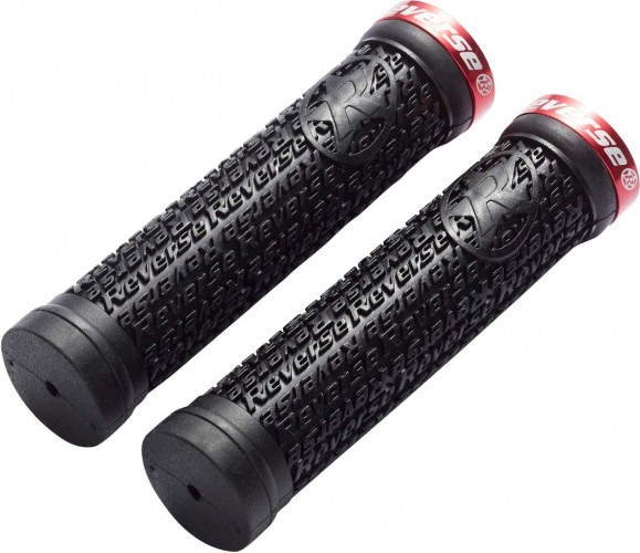 Reverse Stamp Single Lock-On Fahrrad Griffe schwarz/rot 