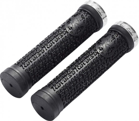 Reverse Stamp Single Lock-On Fahrrad Griffe schwarz/silberfarben 