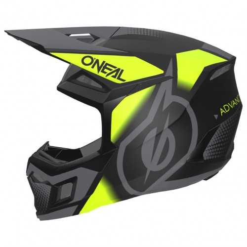 O'Neal 3 Series Vision Motocross Enduro MTB Helm schwarz/grau/gelb 2024 Oneal 