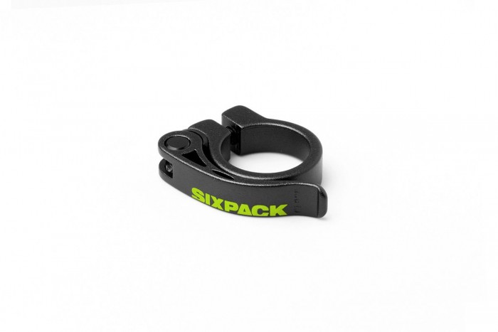 Sixpack Menace Fahrrad Sattelklemme mit Schnellspanner 31.8mm / 34.9mm schwarz/gelb 