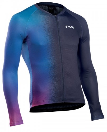 Northwave Blade Fahrrad Trikot lang irisierend schwarz/blau 2022 