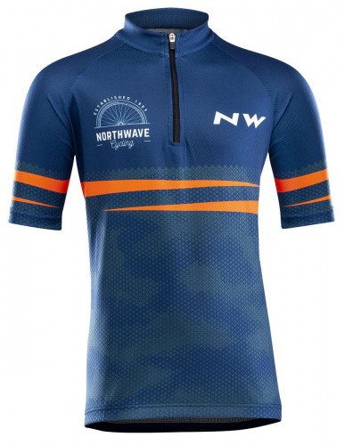Northwave Origin Kinder Fahrrad Trikot kurz blau/orange 2021 