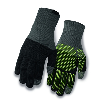 Giro Merino Knit Winter Fahrrad Handschuhe lang grau/schwarz 2021 