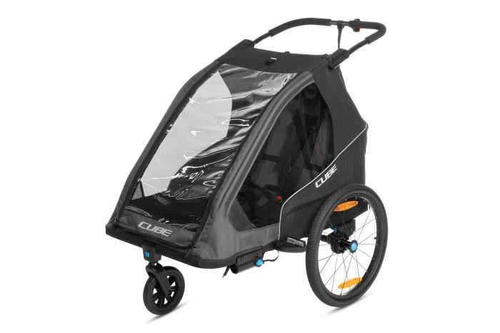 Cube Double Pure Kinder Fahrradanhänger schwarz/grau 