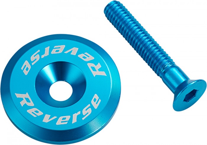 Reverse Steuersatzkappe Alu mit Schraube dunkel hell blau 