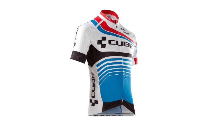 Cube Teamline Fahrrad Trikot kurz weiß/blau/rot 2020 