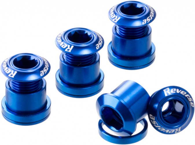 Reverse Kettenblattschrauben 4er Set Aluminium dunkel blau 