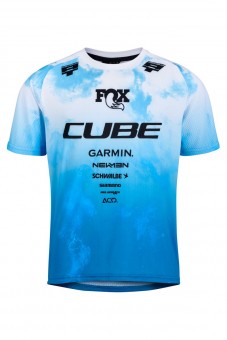 Cube Rookie X Actionteam Kinder Fahrrad Trikot kurz topas blau/weiß 2026 M (122/128)