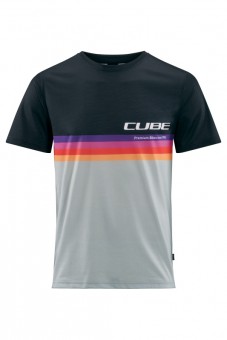 Cube Organic Logo Stripes Freizeit T-Shirt schwarz/grau 2022 S (44/46)